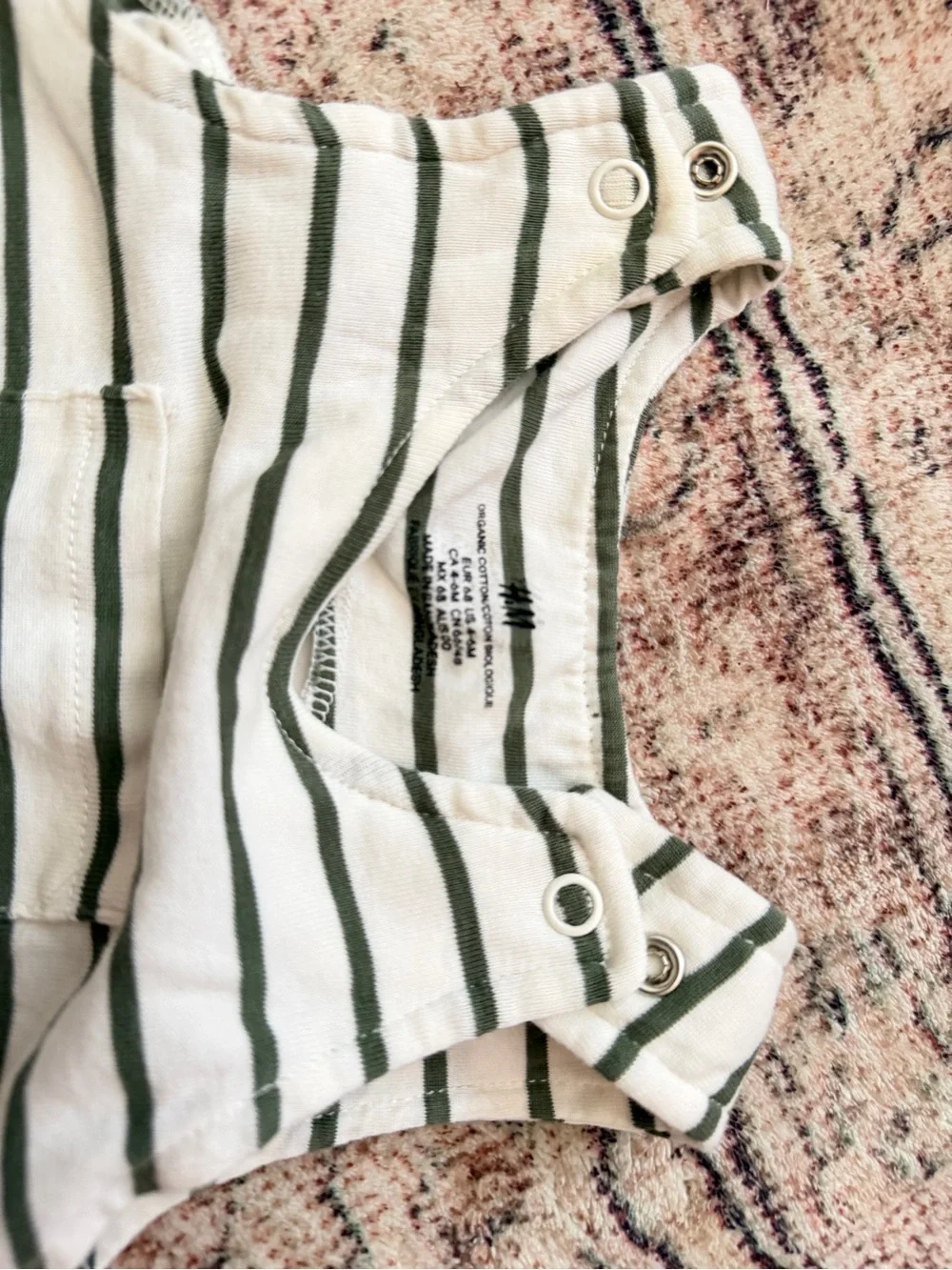 H&M Cream and Green Striped Baby Romper
